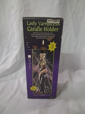 Vintage Halloween Fun World Lady Vampiress Vampire Candle Holder Cracked