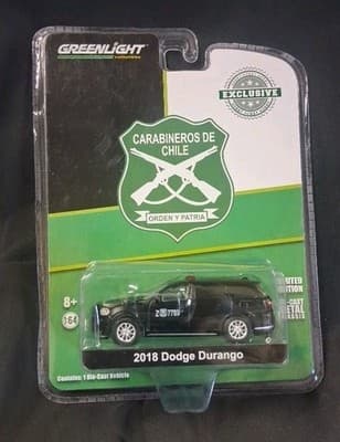 2021 Greenlight Black 2018 Dodge Durango Carabineros Chile Hobby Exclusive 1/64