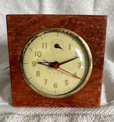 Rare Antique Wooden Sentinel Sage Kitchen Wall Clock Oven Timer Art Deco Vintage