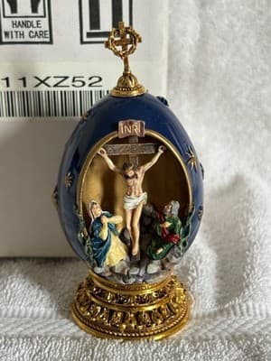 House of Faberge Nativity Egg the Crucifixion Franklin Mint