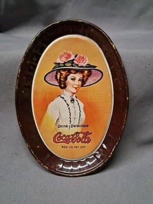 Antique Coca-Cola Metal Tin Tip Tray Sign Advertising Vtg