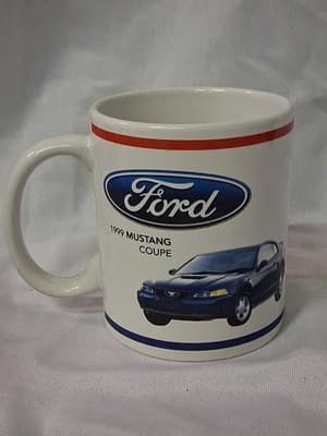 VTG Ford Mustang Coupe 1999 Blue Car Ceramic Coffee Cup Mug