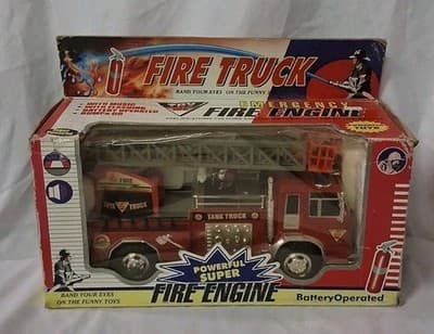 RARE Battery Operated Fire Engine Extending Ladder Music Lights New Sealed Box