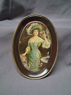Vintage Pepsi Cola 6” Inch Tin Tray Farcraft Inc Advertising Made in the USA VG+