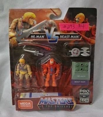 He-Man vs Beast Man Mega Construx MOTU Masters Of The Universe Figures Set New!!