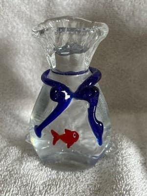 Murano Fish In Bag With Drawstring Paperweight