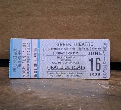 GRATEFUL DEAD TICKET STUB 06-14-1985 GREEK THEATRE BERKELEY