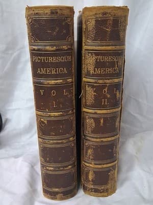 1872 Picturesque America 2 Vol Set 1ST Edition Steel Engravings + 1870s Ephemera