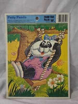 Whitman Patty Panda Frame-Tray Puzzle 12 Pieces Animals Theme 1983 vintage