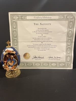 COLLECTABLE, Faberge, THE NATIVITY Egg - Franklin Mint 4-1/2” Tall x 2” Wide