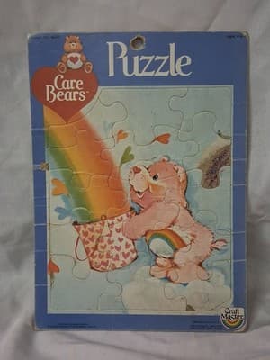 Vintage 1983 Cheer Bear Rainbow Care Bears Craft Master Frame-Tray Puzzle