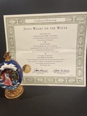 Franklin Mint “Jesus Walks On Water” House Of Faberge Egg w/ Original Box & COA