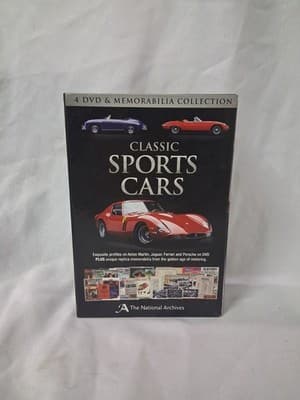 Classic Sports Cars 4 DVD Set + Memorabilia Collection National Archives