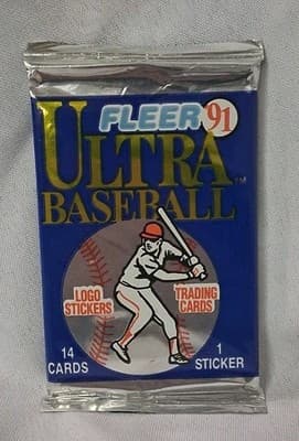 Fleer 1991 Ultra Baseball Cards Pack Unopened (14 Cards + 1 Sticker/Pack)