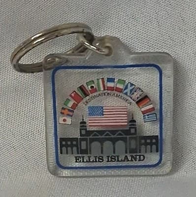Ellis Island Acrylic Lucite Keychain Keyring