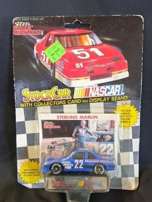 NASCAR STERLING MARLIN STOCK CAR WITH COLLECTORS CARD & DISPLAY STAND