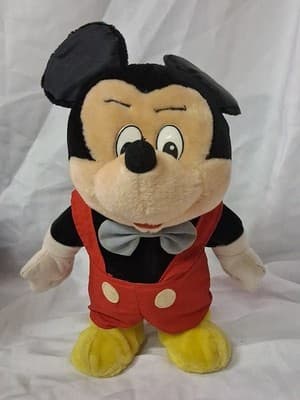 VINTAGE MICKEY MOUSE DOLL 14" WITH SUSPENDERS/BLUE BOW