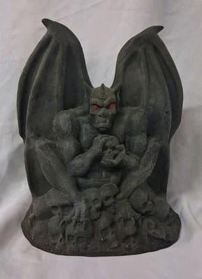 Vintage 19990s Rubber Latex Gargoyle Halloween Decor Red Eyes Skulls Gothic