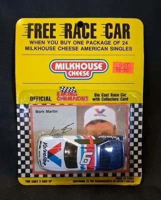 Racing Champions Mark Martin Milkhouse Cheese card & car T-Bird