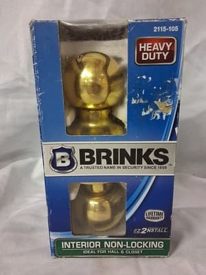 BRINKS Interior Non-Locking Room or Closet (Polished Brass Round Door Knob) Set