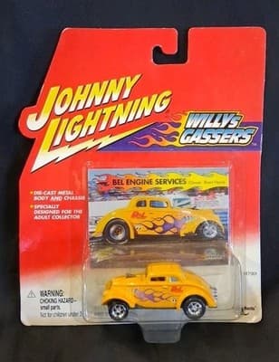 1/64 JOHNNY LIGHTNING WILLYS GASSERS 1933 WILLYS GASSER BEL ENGINE SERVICES YEL