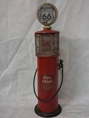 Route 66 Gas Pump Model Red Fire Chief 14 Inches Tall Decorative Modern Decor