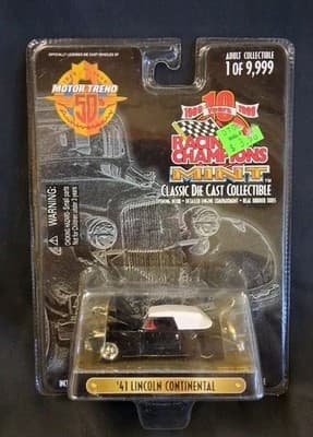 1/64RACING CHAMPIONS 41 LINCOLN CONTINENTAL TOP-UP CV/BLACK/RED INT WH TOP/V12/