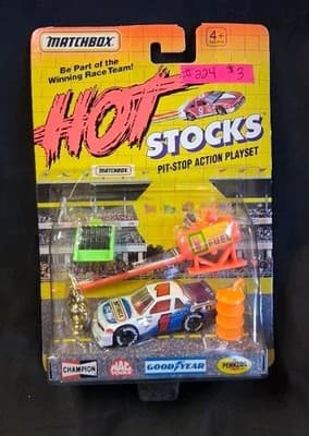 Matchbox - Hot Stocks Pit-Stop Action Playset - White Racing #1 - New on Card