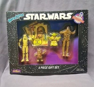STAR WARS Bend Ems 1993 4 Piece Gift Set Chewbacca Yoda Wicket Stormtrooper NIB