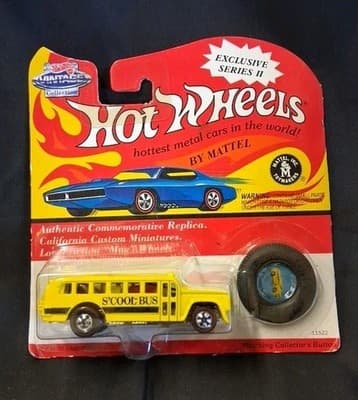 1993 Hot Wheels YELLOW S'COOL BUS Vintage Collection Exclusive II W/Button