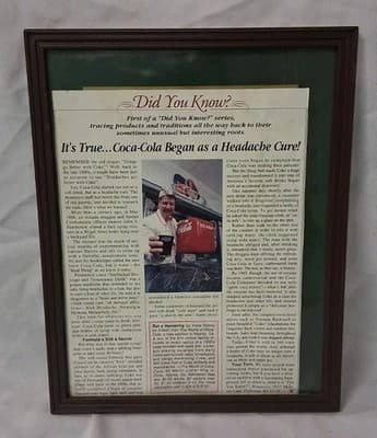 Vintage 1940-1950 Cocoa Cola Advertising Memorabilia Frame