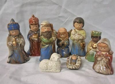 Nativity Set, Small Ceramic 9 Piece Set