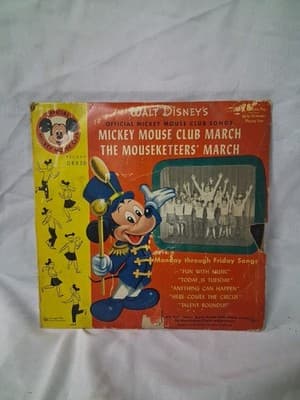 Vintage 45 rpm Vinyl Record Walt Disney's Mickey Mouse Club March 1955