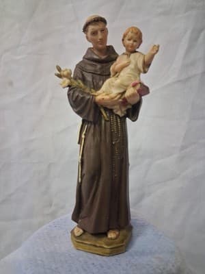 Pasquini Saint Anthony Holding Jesus White Lily Hand Painted Figure Italy