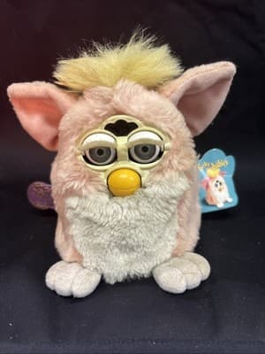 VTG 1999 Gen 1 Furby Baby Tiger Electronic Peachy Pink White Yellow