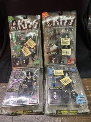 Set of 4-KISS-McFarlane Toys Action Figures W/Model Record Album Box Issues