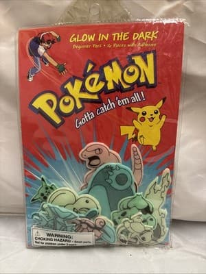 Alpi Pokemon Glow In Dark 16 Pieces Decor W Adhesive Nintendo 1999 Beginner Pack