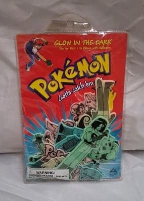 NEW Vintage 1999 Pokemon Glow In The Dark Plastic 16 Pieces Retro Starter Pack