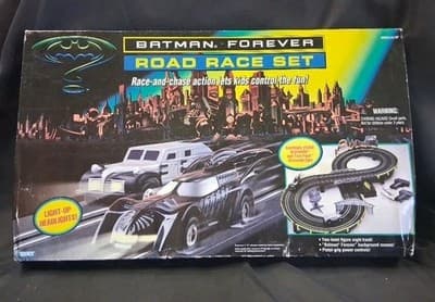 Vintage Batman Forever Road Race Set Slot Cars 1995 Sealed Contents Never Used!