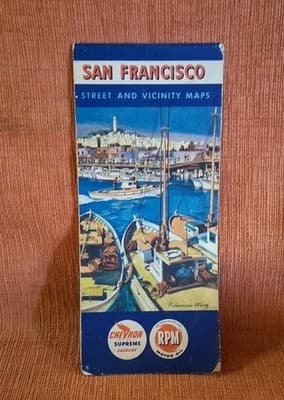 Original Vintage Map -- SAN FRANCISCO street & vicinity maps CHEVRON
