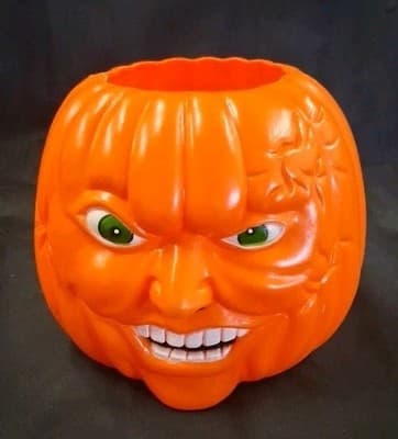 Vtg BOLS Pumpkin Smash Plastic Angry Container Jack-o'-lantern