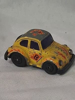 🪲 RARE VTG Yat Ming Yatming No. 3203 Volkswagen Beetle Yellow Pullback VW Bug