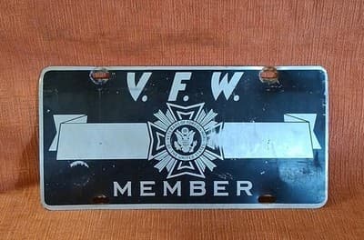 VFW Life Member Booster License Plate Veterans of Foreign Wars Veteran