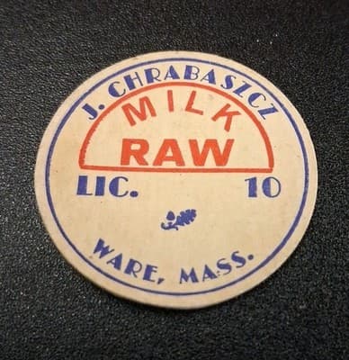 RARE J. Chrabaszcz Dairy Milk Bottle Cap Glass Dairy Milk Ware Massachusetts