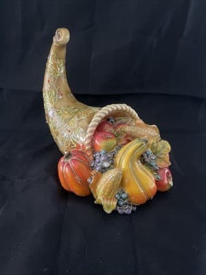 Kurt S. AdlerLarge Cornucopia Hand Painted Porcelain Thanksgiving Centerpiece