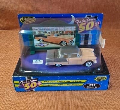 Pink 1955 Chevrolet Bel Air: 1/43 scale Diecast Model with Billboard | New
