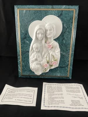Vintage Roman Touch Of Rose Holy Family Religious Porcelain Plague Wall Decor