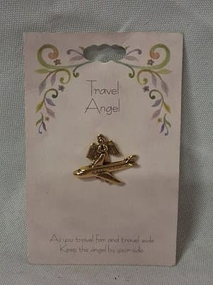 Travel Angel Lapel Pin Travel Angel Made of Gold Toned Metal