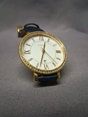 Fossil Womens Watch Quartz 36mm Case Blue Leather Band