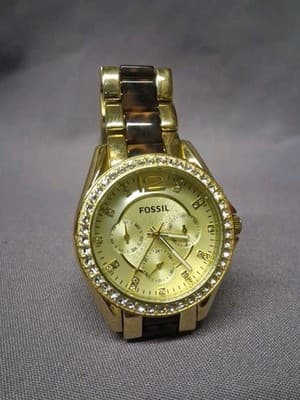 Fossil Riley Watch Unisex Day Date 24H Two Tone Band 38mm Case ES3343 Quartz